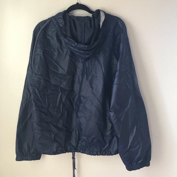Vintage izod med navy blue long sleeve kangaroo pouch nylon windbreaker anorak - Picture 3 of 6